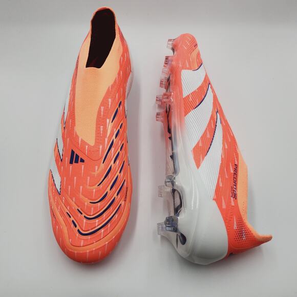 Mens Sz 9.5 Adidas Soccer Cleats Predator Elite Laceless FG White Orange JI1076